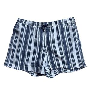 LL Bean Women’s Stripe Shorts Blue White Coastal Summer Preppy Nautical Size 18